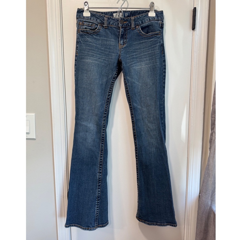 Aeropostale Hailey Skinny Flare Jeans Womens 5/6 Reg Medium Wash‎ Blue Low Rise